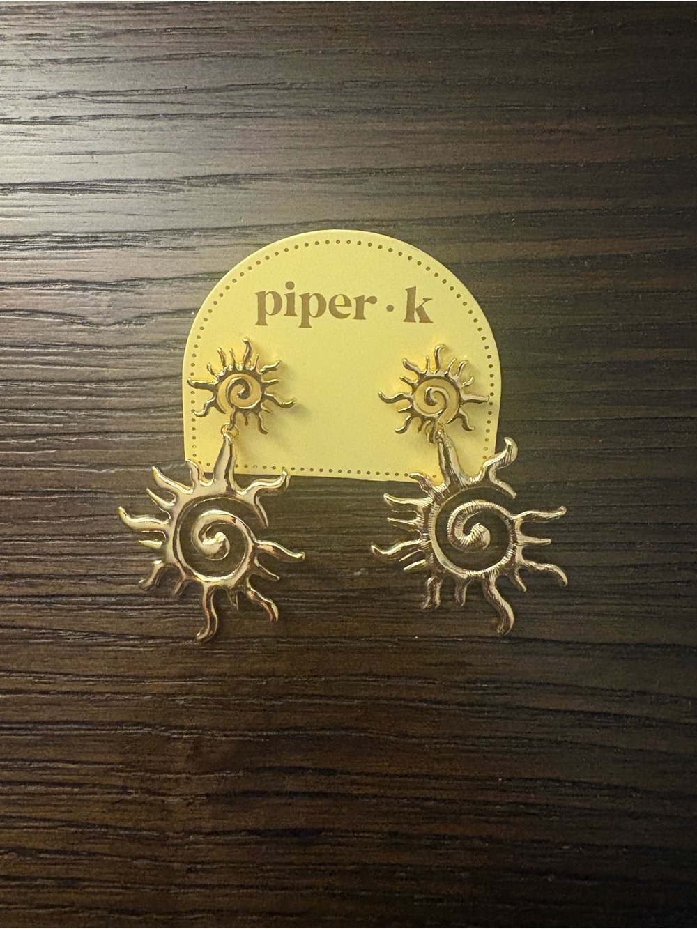 NEW Piper K Gold Sunburst Dangle Earrings